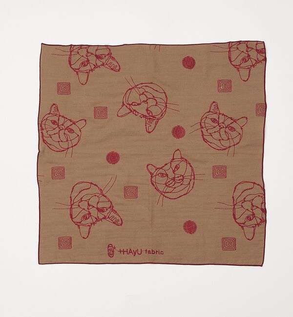 collex「【＋HAyU fabric】 ダブルガーゼ 猫刺繍ハンカチ 綿100%」|ハンカチ|