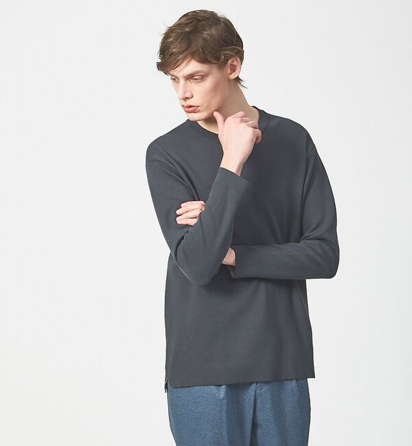 ABAHOUSE「【アンサンブル可能】リバー ニット クルーネック プルオーバー」|ニット・セーター|チャコールグレー