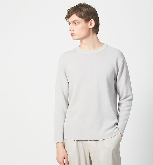 ABAHOUSE「【アンサンブル可能】リバー ニット クルーネック プルオーバー」|ニット・セーター|グレージュ