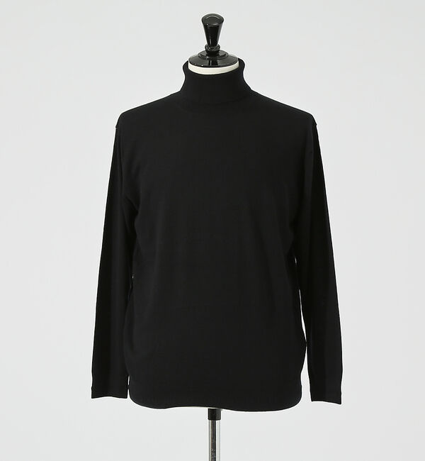ABAHOUSE「【カシミヤブレンド】ハイゲージ タートルネック ニット」|ニット・セーター|ブラック