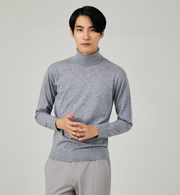 ABAHOUSE「【カシミヤブレンド】ハイゲージ タートルネック ニット」|ニット・セーター|グレー