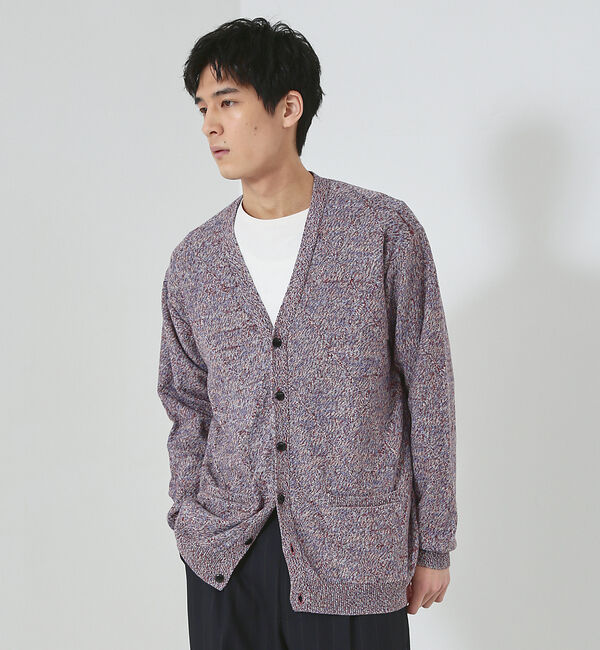 ABAHOUSE「【シャドーアーガイル】Vネック カーディガン」|カーディガン|レッド