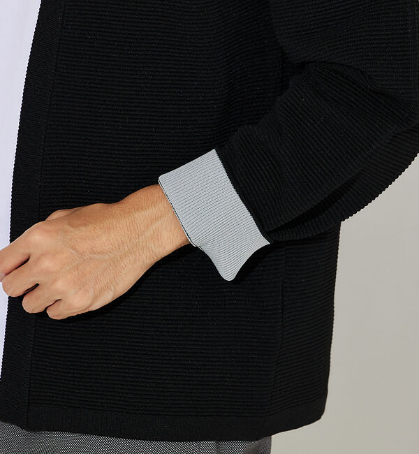 ABAHOUSE「【ウォッシャブル】リップルボーダー ボタンレス ニット カーディガン」|カーディガン|