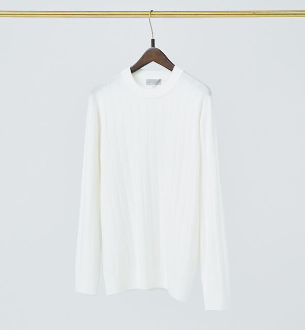 ABAHOUSE「【カシミアタッチ】12ゲージ ワイドリブ クルーネック ニット」|ニット・セーター|ホワイト