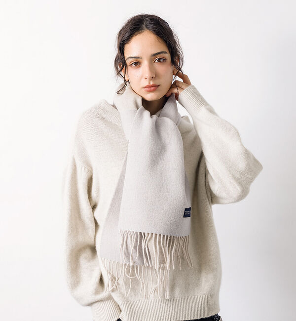 ABAHOUSE「ウール100％　ヘリンボーンマフラー　バイカラー」|マフラー|グレージュ