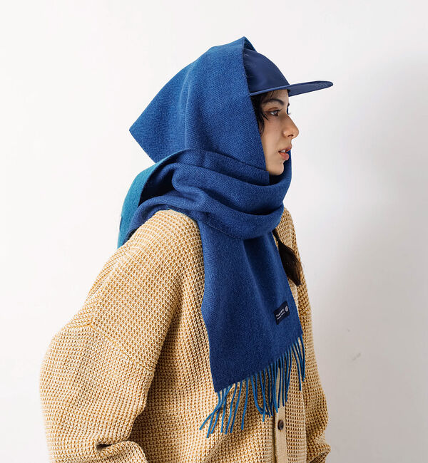 ABAHOUSE「ウール100％　ヘリンボーンマフラー　バイカラー」|マフラー|ブルー