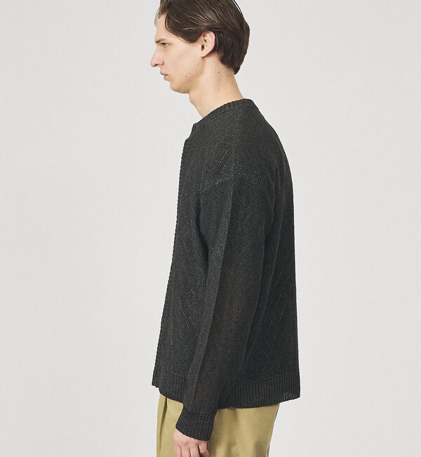 ABAHOUSE「ドライタッチ ペーパーライク クルーネックカーディガン【予約】」|カーディガン|