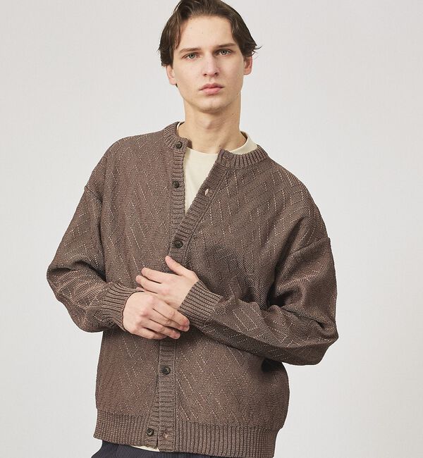 ABAHOUSE「ドライタッチ ペーパーライク クルーネックカーディガン【予約】」|カーディガン|