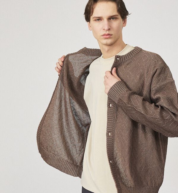 ABAHOUSE「ドライタッチ ペーパーライク クルーネックカーディガン【予約】」|カーディガン|