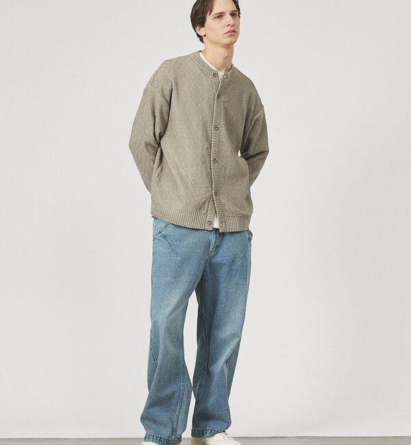 ABAHOUSE「ドライタッチ ペーパーライク クルーネックカーディガン【予約】」|カーディガン|