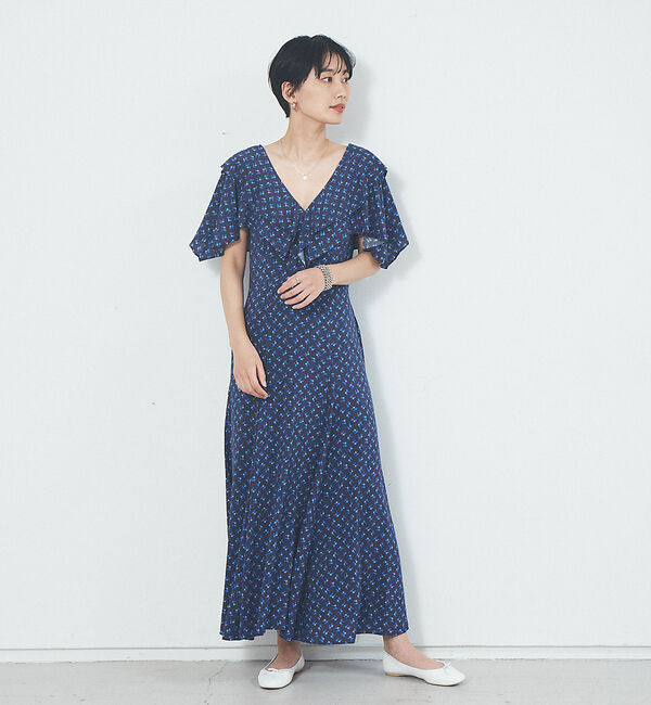 Rouge vif「フワラープリントワンピース」|ワンピース|ブルー