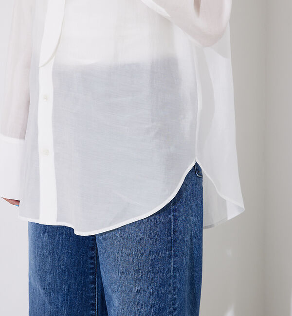 Rouge vif「ライトシアーサテンコンビシャツ」|シャツ・ブラウス|