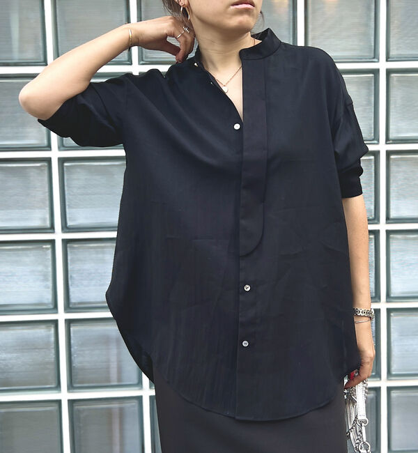 Rouge vif「ライトシアーサテンコンビシャツ」|シャツ・ブラウス|