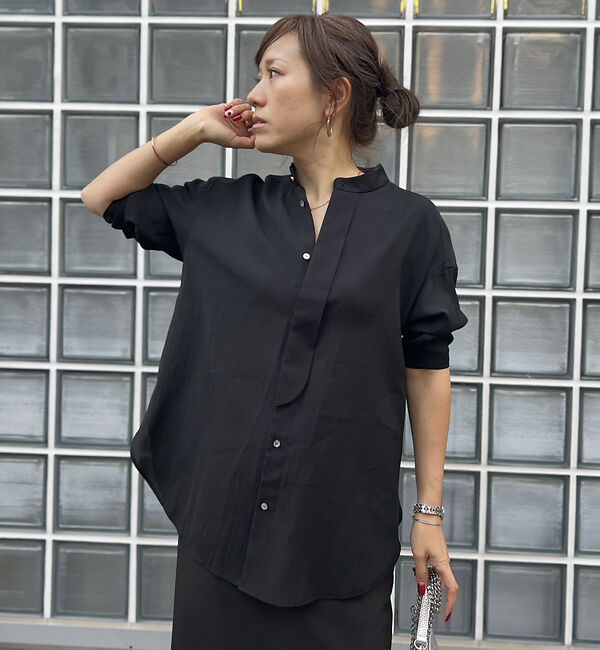 Rouge vif「ライトシアーサテンコンビシャツ」|シャツ・ブラウス|