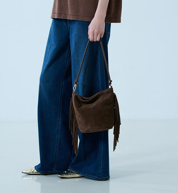 Rouge vif「【AULENTTI/オウレンティ】スエードフリンジショルダーバッグ / 本革/バ」|ショルダー・メッセンジャー|