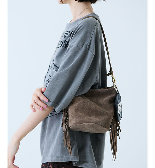 Rouge vif「【AULENTTI/オウレンティ】スエードフリンジショルダーバッグ / 本革/バ」|ショルダー・メッセンジャー|グレージュ