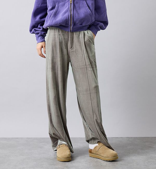 Rouge vif「【Keena/キーナ】ベロアセンタープレスパンツ/ベロア/センタープレス/お出か」|その他|グレー