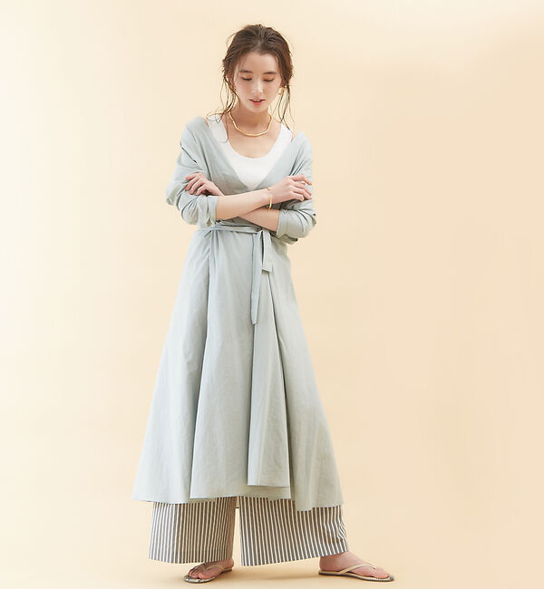 qualite「コットンカシュクールロングシャツドレス」|シャツ・ブラウス|