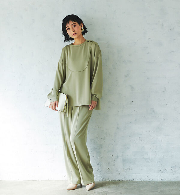 qualite「【WEB・一部店舗限定】起毛サテンカッティングブラウス」|シャツ・ブラウス|