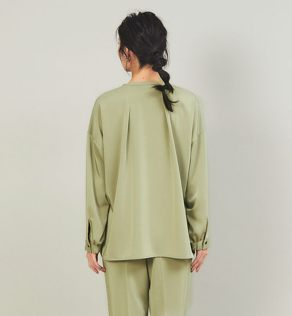 qualite「【WEB・一部店舗限定】起毛サテンカッティングブラウス」|シャツ・ブラウス|