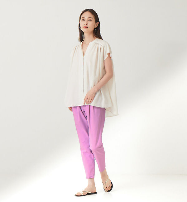 qualite「コットンリネン2WAYストレッチタックパンツ」|その他|