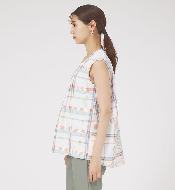 qualite「チェックノースリブラウス」|シャツ・ブラウス|