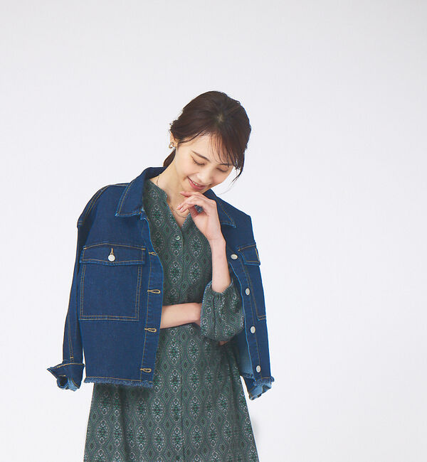 abahouse mavie「デニムショートブルゾン」|その他|ダークネイビー