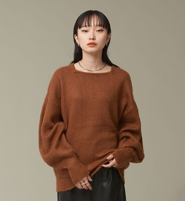 NOMINE「モヘアライクスクエアニット」|ニット・セーター|キャメル