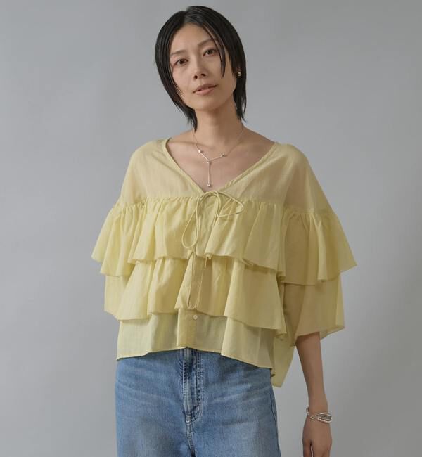 Liesse「【インド生産】ティアードフリルブラウス」|シャツ・ブラウス|イエロー