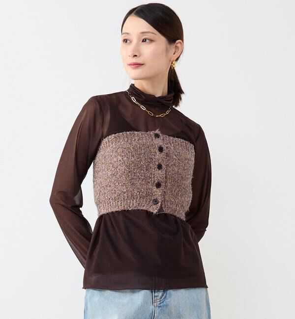 Soffitto「ラメニットビスチェ」|ニット・セーター|ブラウン