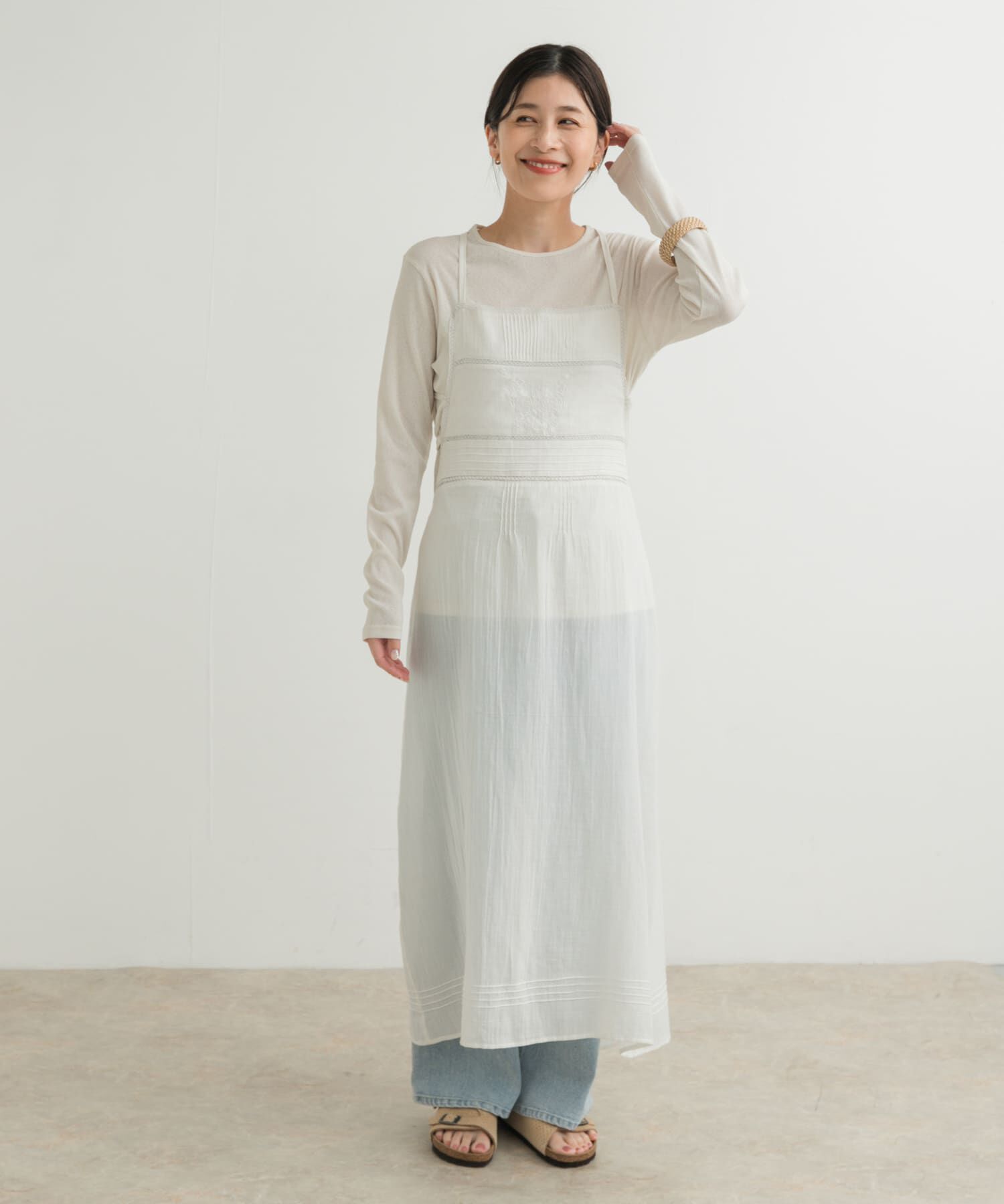 URBAN RESEARCH DOORS「『別注』olu&rsquo;ment&times;DOORS　コットンモス刺繍ワンピース」|ワンピース|