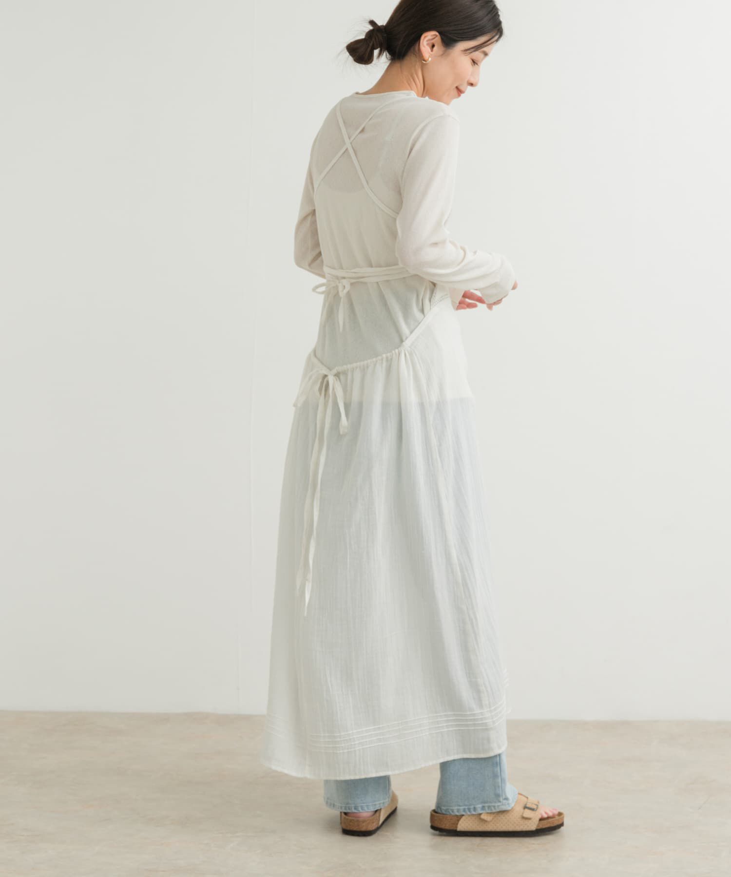 URBAN RESEARCH DOORS「『別注』olu&rsquo;ment&times;DOORS　コットンモス刺繍ワンピース」|ワンピース|