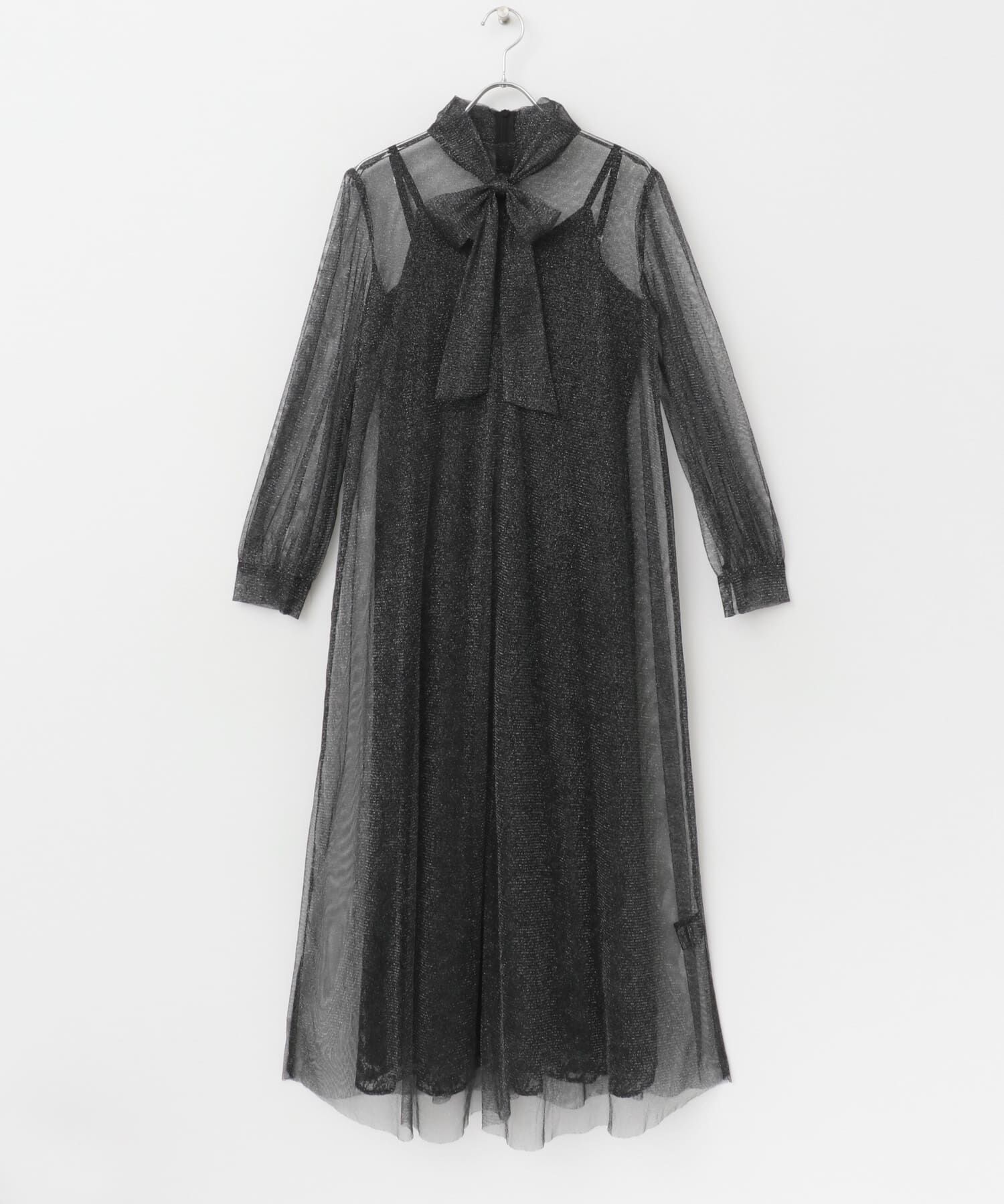 URBAN RESEARCH ROSSO「kaene　ラメチュールレイヤードレースドレス」|ワンピース|ブラック