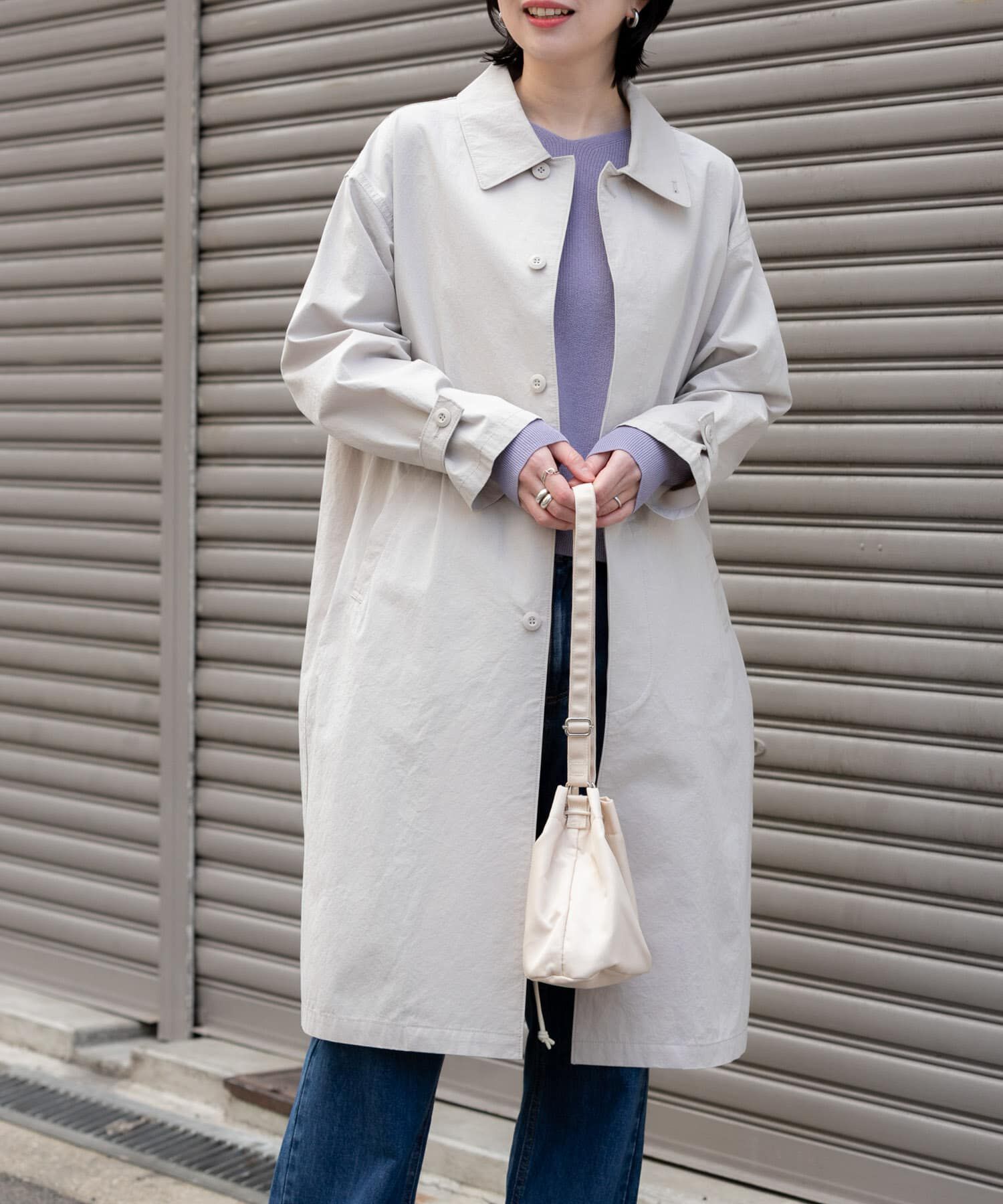 URBAN RESEARCH DOORS「塩縮コットンステンカラーコート」|ステンカラーコート|