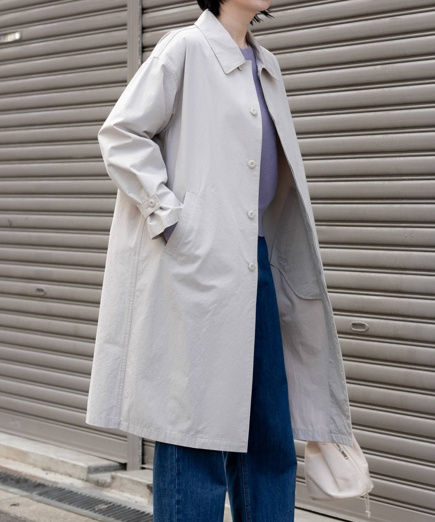 URBAN RESEARCH DOORS「塩縮コットンステンカラーコート」|ステンカラーコート|