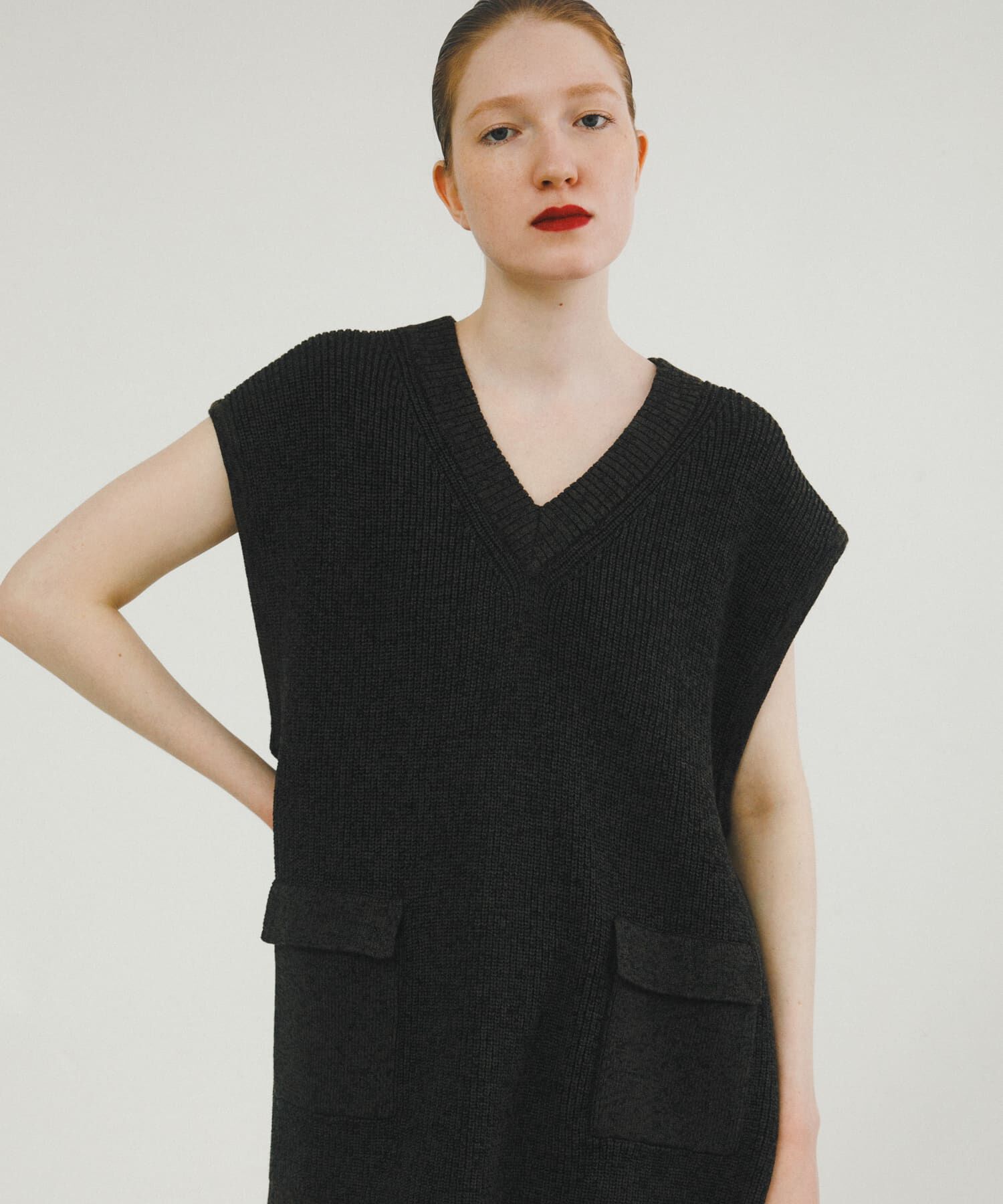 LAATO「pocketed knit vest」|ニット・セーター|ブラック