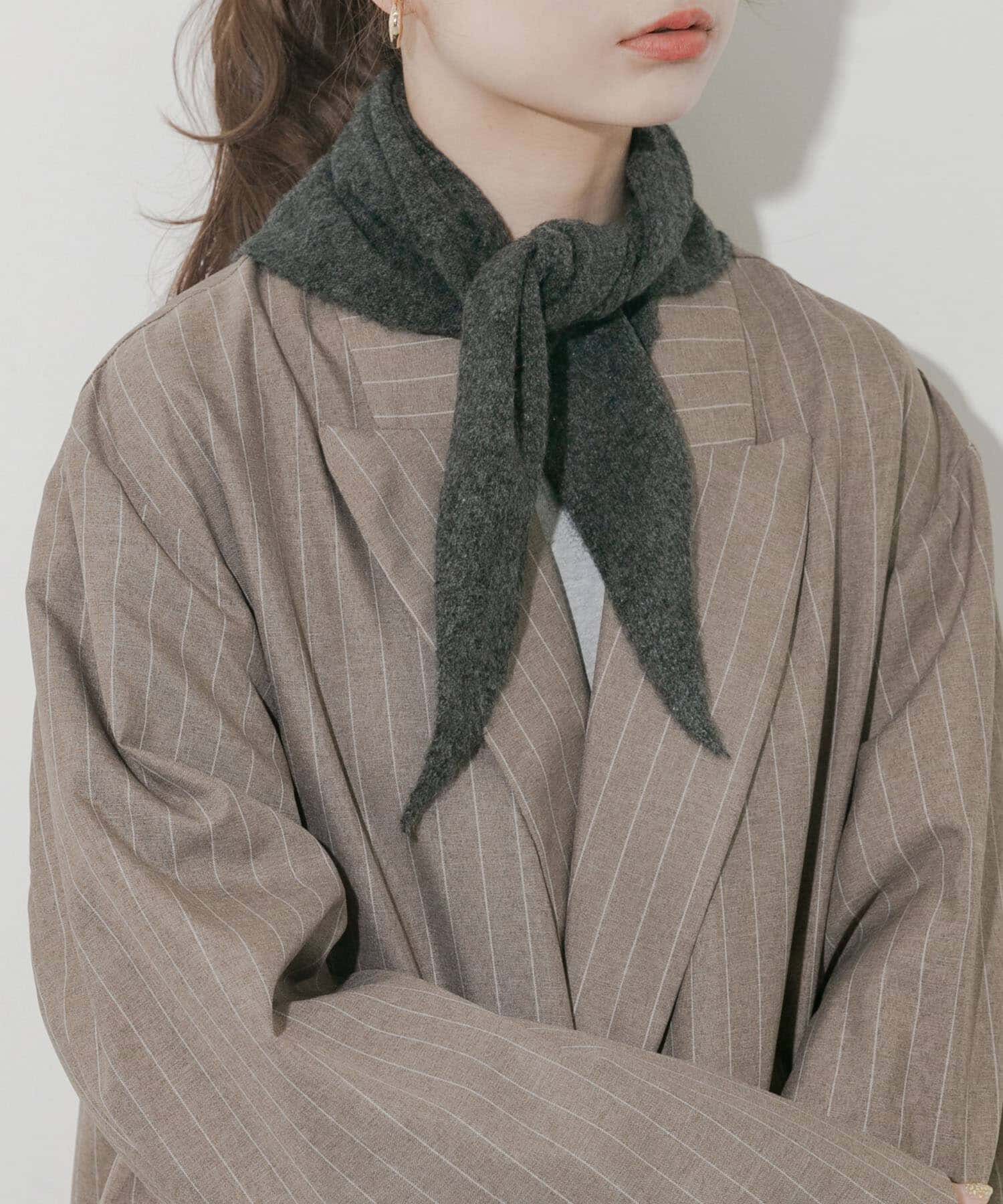 SMELLY「ニットスカーフ」|バンダナ・スカーフ|チャコールグレー