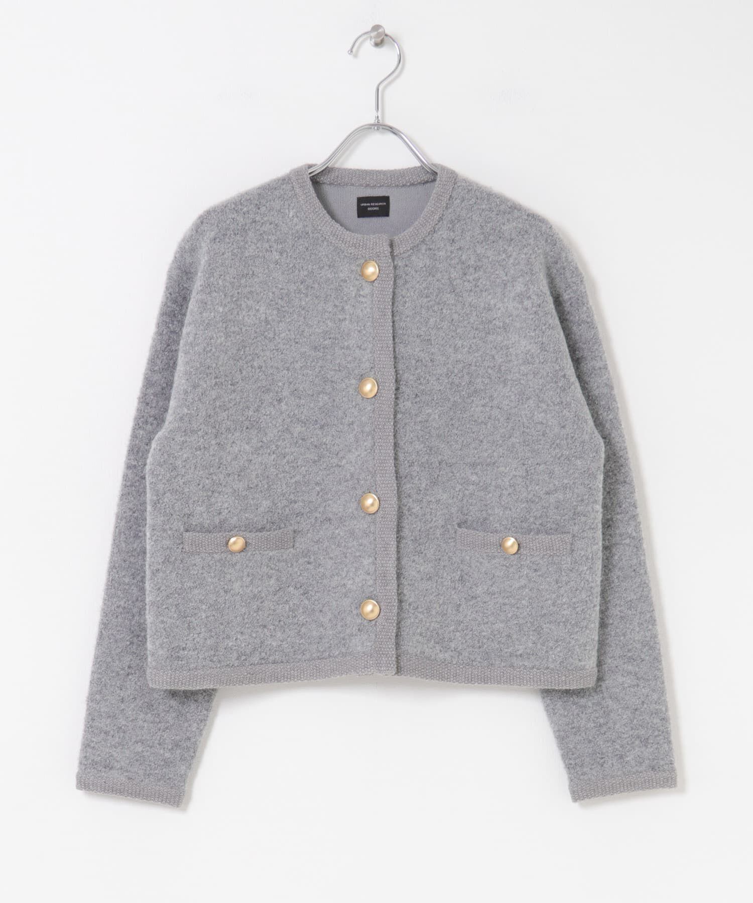 URBAN RESEARCH DOORS「ノーカラーニットカーディガン」|カーディガン|