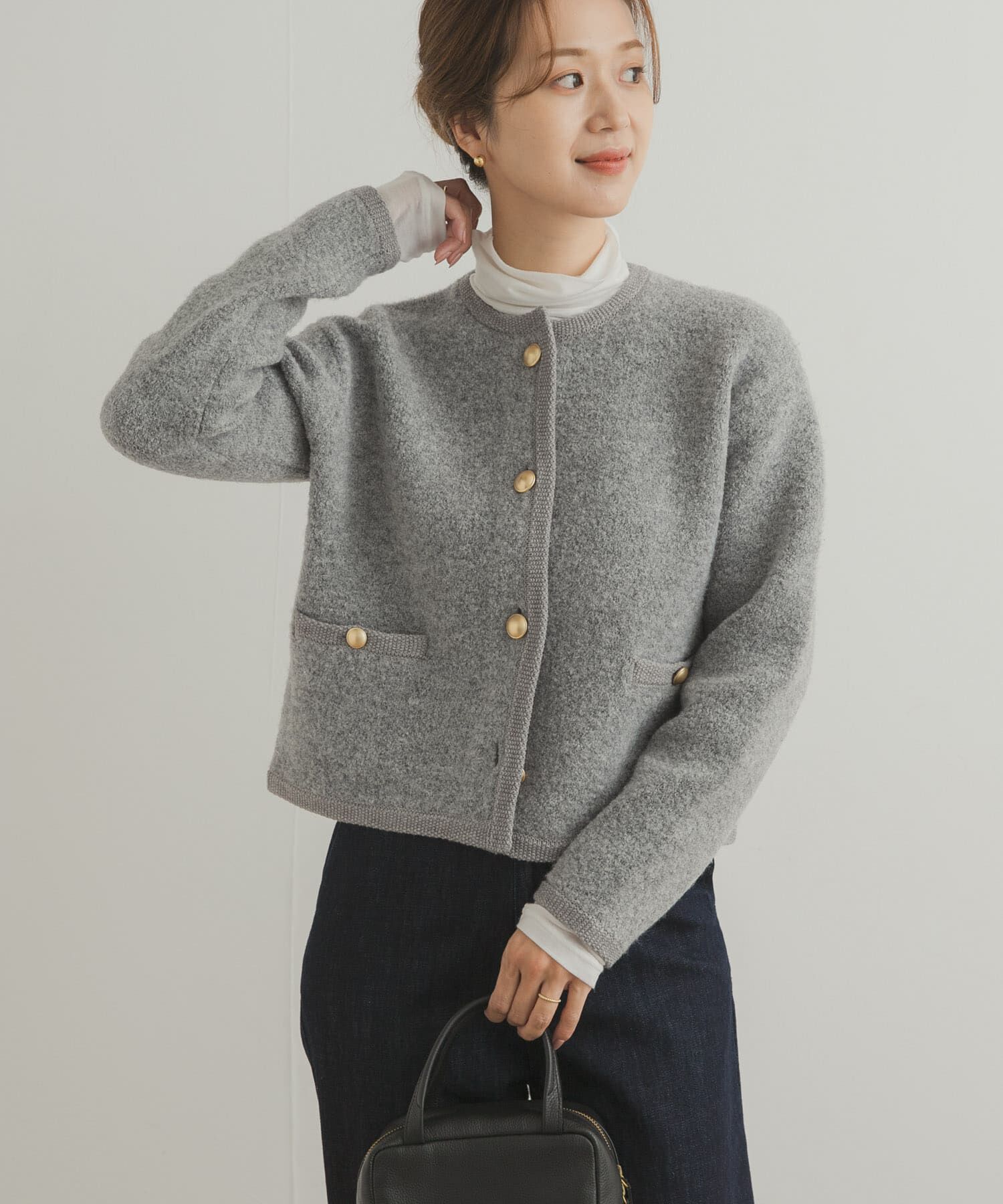 URBAN RESEARCH DOORS「ノーカラーニットカーディガン」|カーディガン|