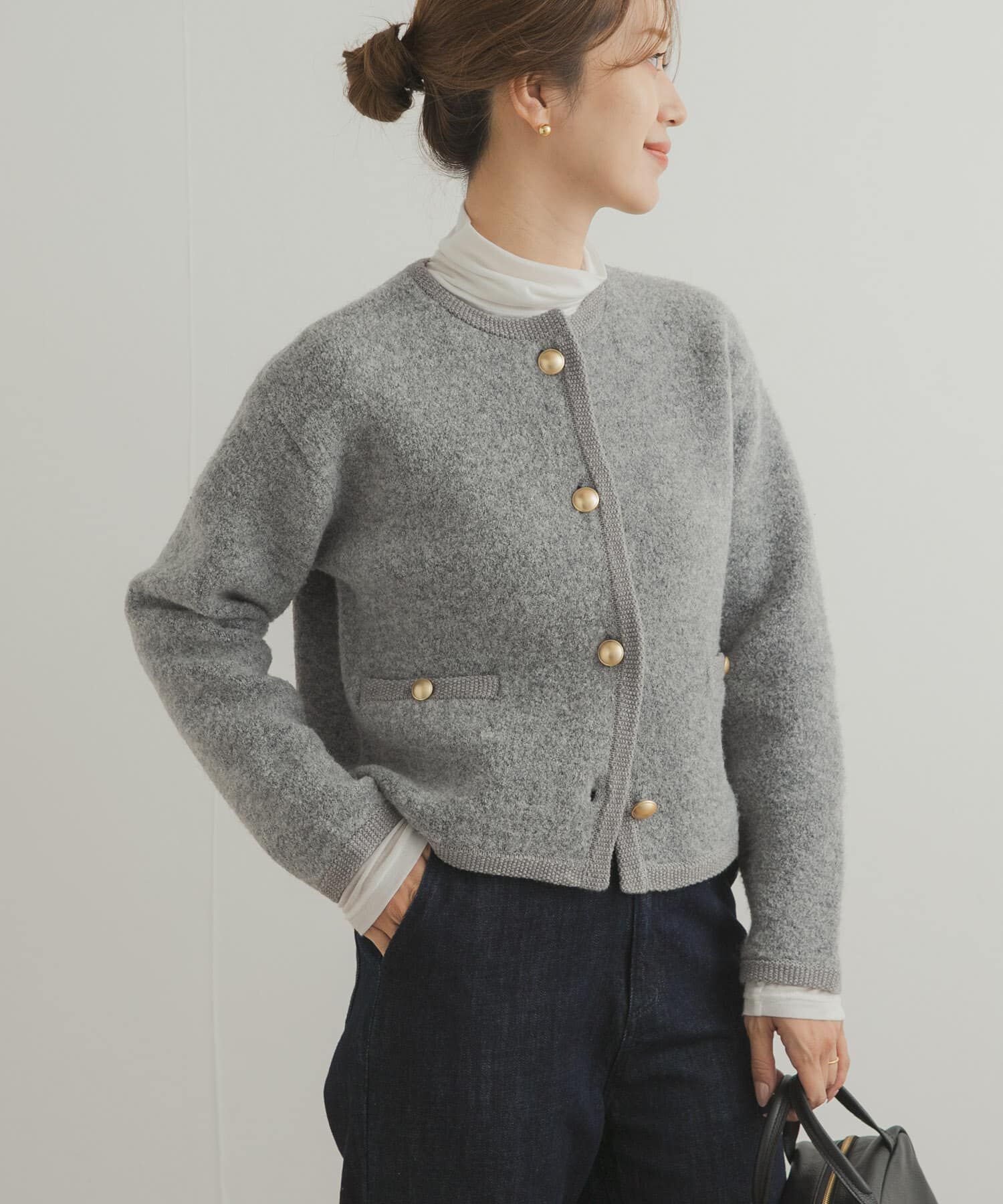 URBAN RESEARCH DOORS「ノーカラーニットカーディガン」|カーディガン|