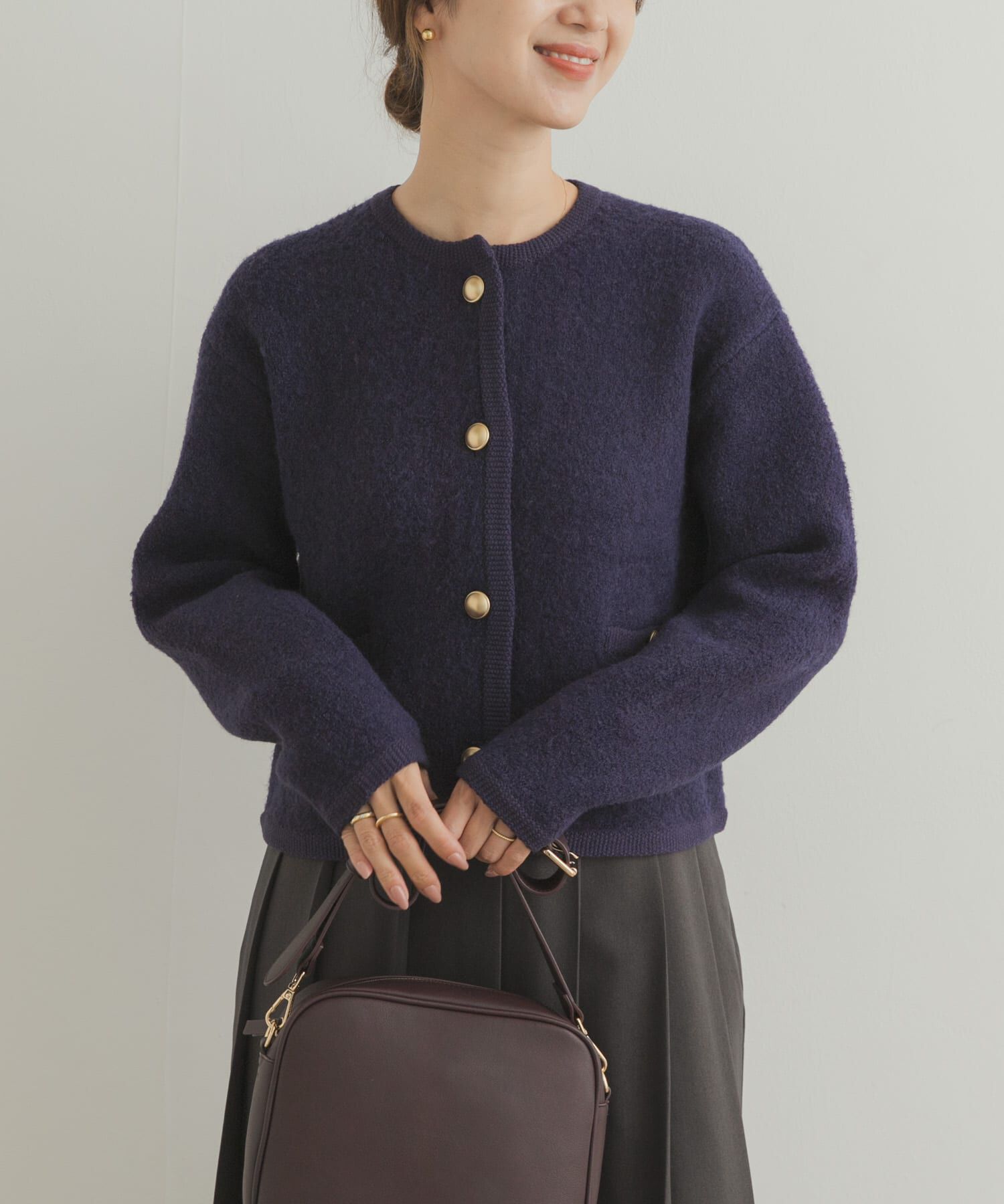 URBAN RESEARCH DOORS「ノーカラーニットカーディガン」|カーディガン|