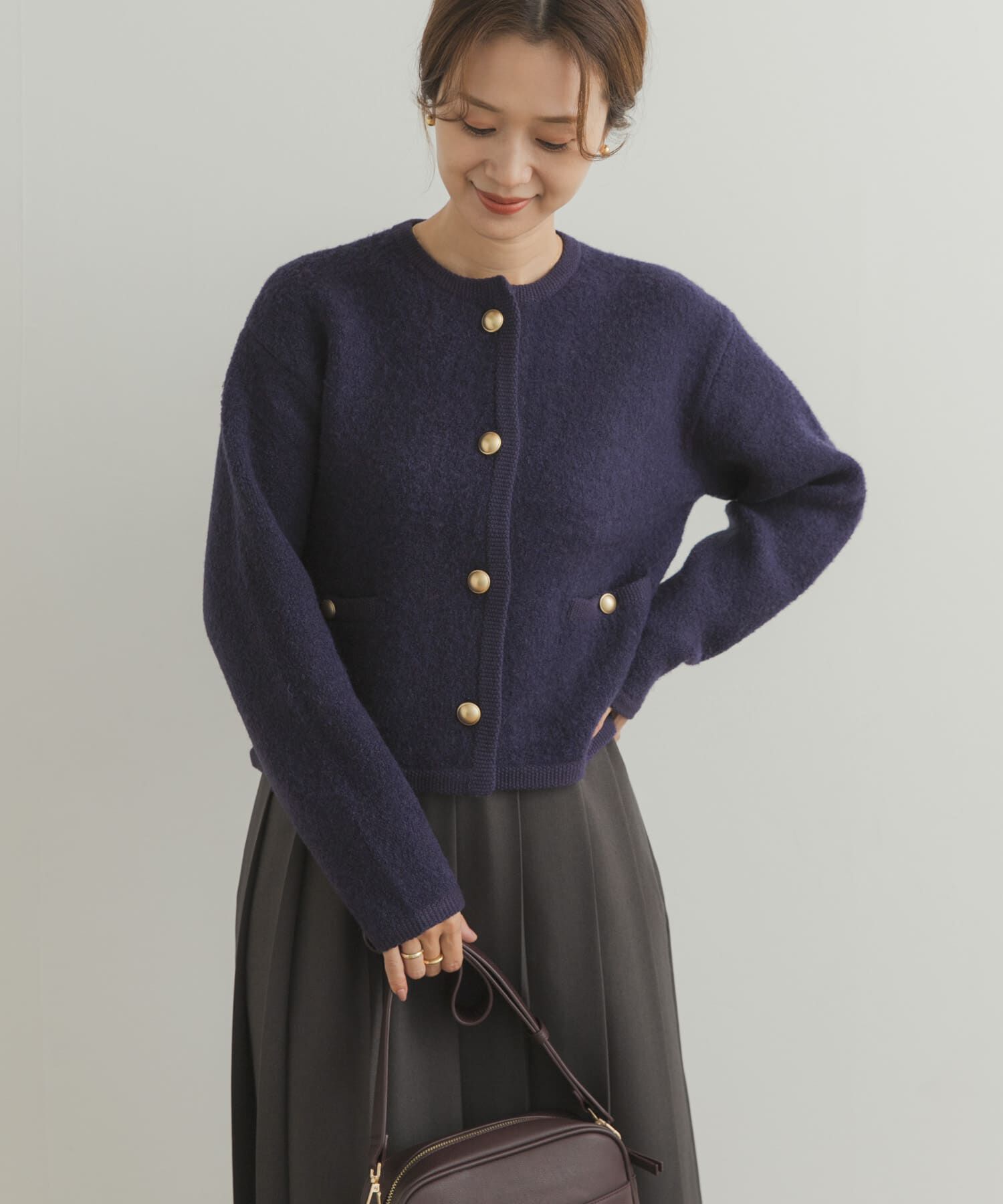 URBAN RESEARCH DOORS「ノーカラーニットカーディガン」|カーディガン|