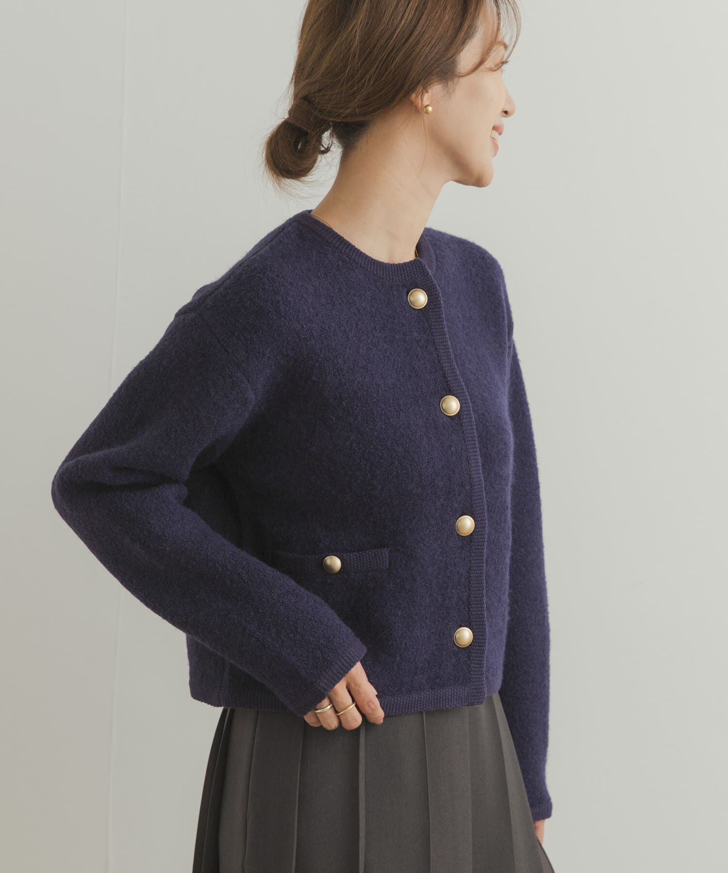 URBAN RESEARCH DOORS「ノーカラーニットカーディガン」|カーディガン|