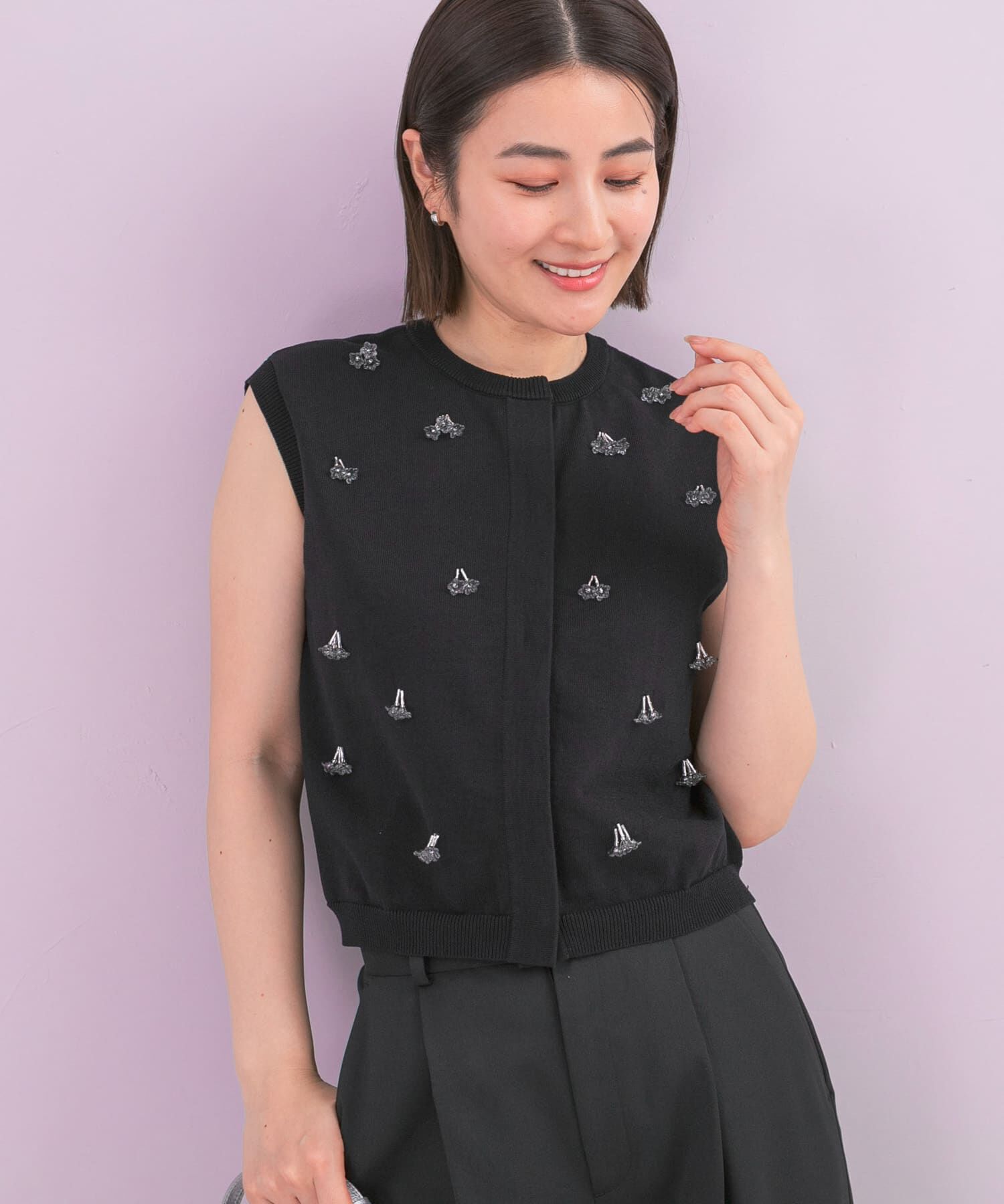 URBAN RESEARCH ROSSO「『一部WEB限定カラー』フラワーモチーフニットベスト」|ニット・セーター|