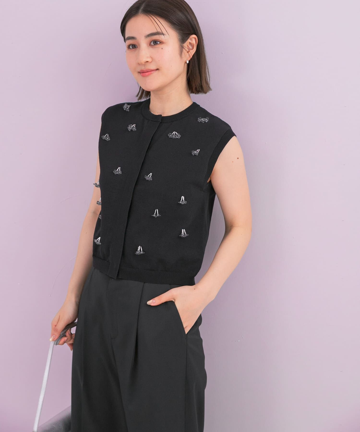 URBAN RESEARCH ROSSO「『一部WEB限定カラー』フラワーモチーフニットベスト」|ニット・セーター|