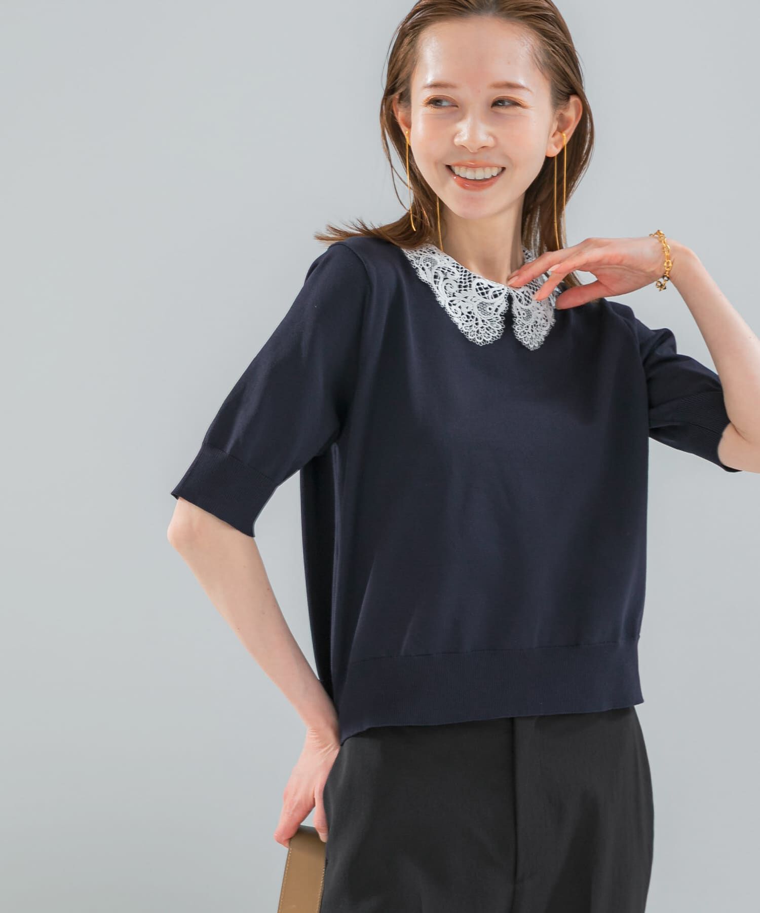 URBAN RESEARCH ROSSO「『WEB限定』2WAYレースカラーニット」|ニット・セーター|