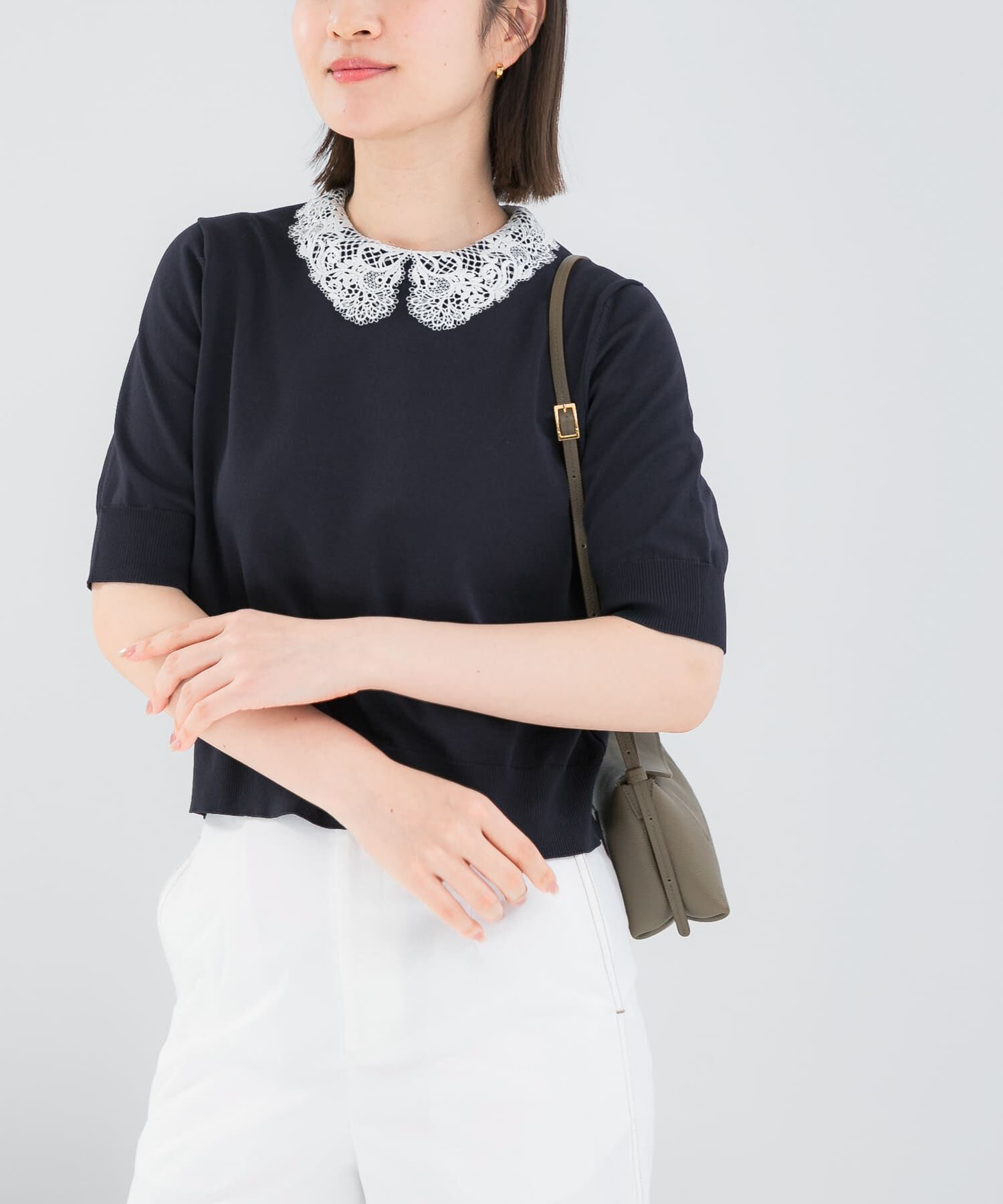 URBAN RESEARCH ROSSO「『WEB限定』2WAYレースカラーニット」|ニット・セーター|