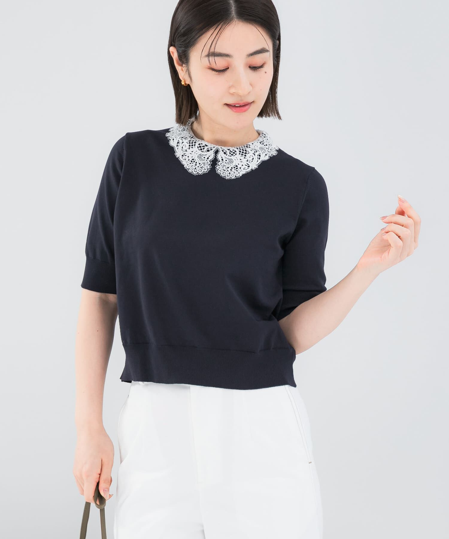 URBAN RESEARCH ROSSO「『WEB限定』2WAYレースカラーニット」|ニット・セーター|