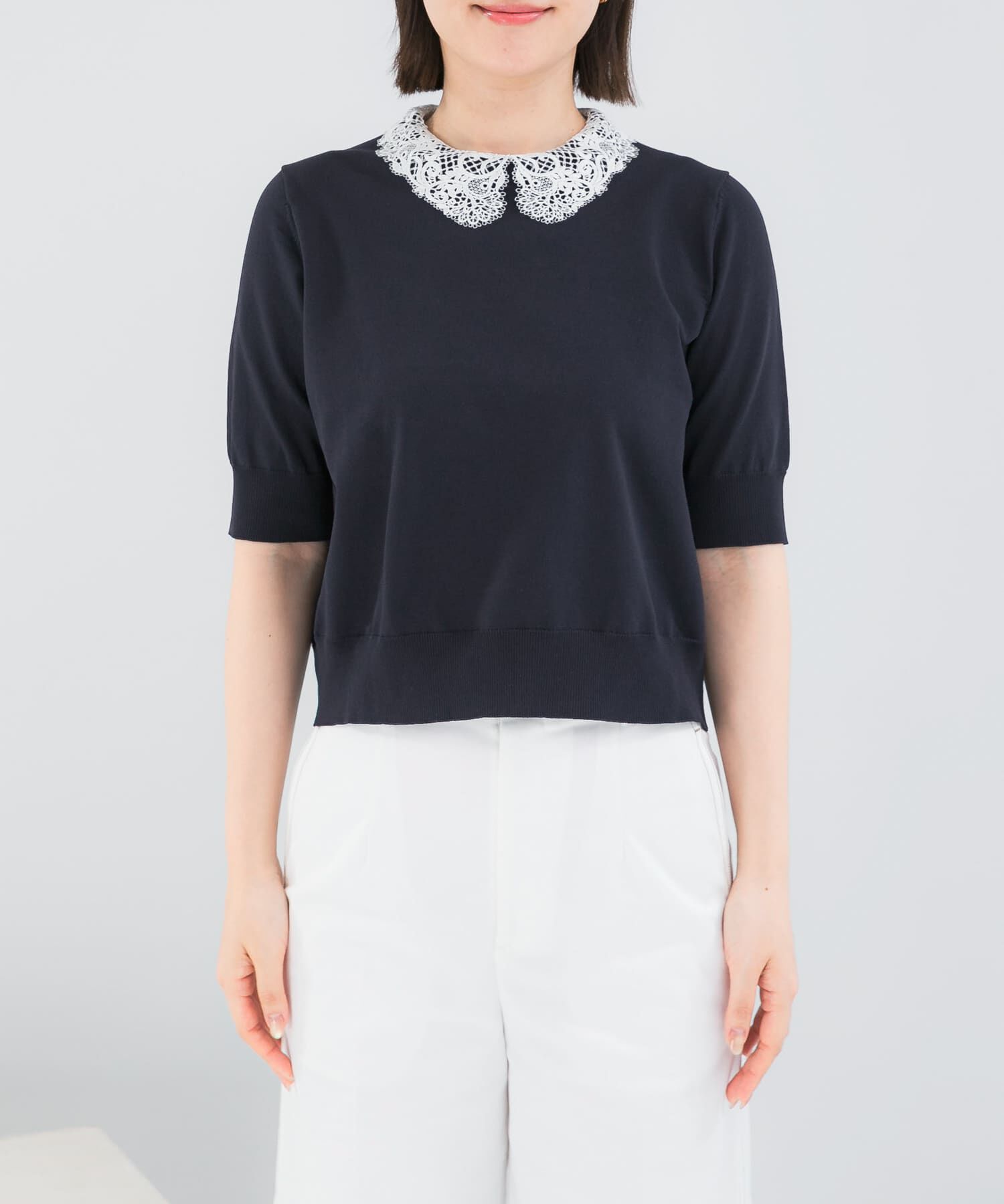 URBAN RESEARCH ROSSO「『WEB限定』2WAYレースカラーニット」|ニット・セーター|