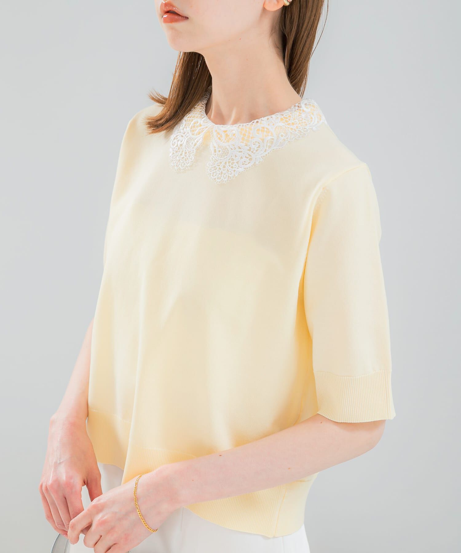 URBAN RESEARCH ROSSO「『WEB限定』2WAYレースカラーニット」|ニット・セーター|イエロー系その他